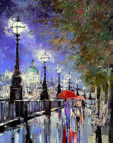 St.Paul's Snowy Evening' van Ewa Czarniecka, Schilderij te koop op Singulart
