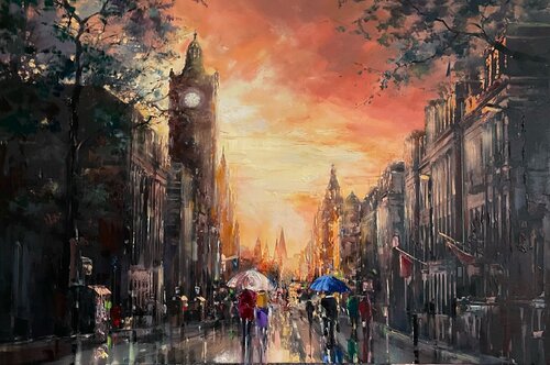 After Rain in Edinburgh van Ewa Czarniecka, Schilderij te koop op Singulart