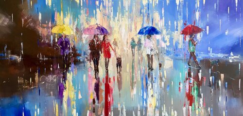 Walk in the Rain III van Ewa Czarniecka, Schilderij te koop op Singulart
