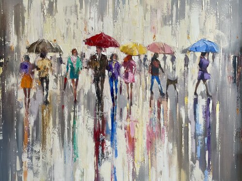 Winter In The City di Ewa Czarniecka, Pittura in vendita su Singulart