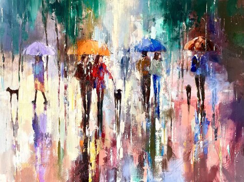 Rainy Stroll van Ewa Czarniecka, Schilderij te koop op Singulart