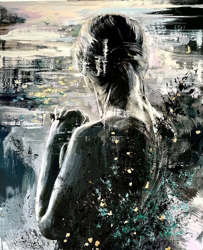 Girl in Gold (Gilded) de Ewa Czarniecka, Pintura a la venta en Singulart