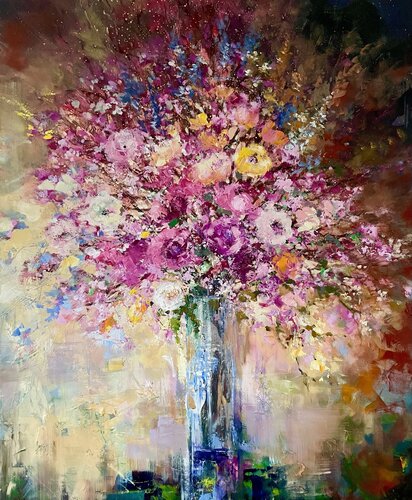 Peonies Garden van Ewa Czarniecka, Schilderij te koop op Singulart