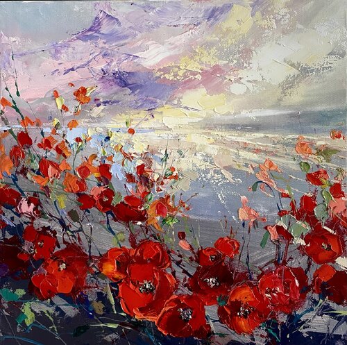 Poppy Sunrise van Ewa Czarniecka, Schilderij te koop op Singulart