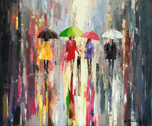 'Summer In The City Rain' van Ewa Czarniecka, Schilderij te koop op Singulart