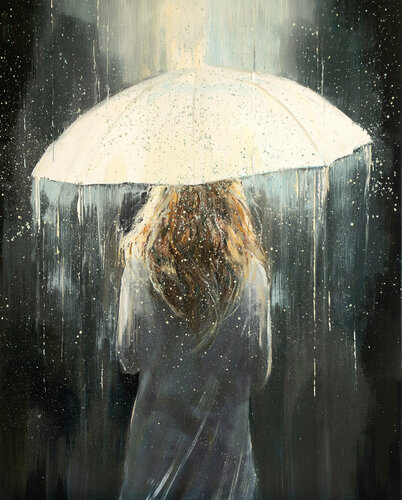 'Walking Through Rain' van Ewa Czarniecka, Schilderij te koop op Singulart