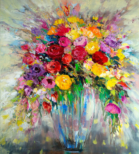 'Summer,Embraced Flowers' van Ewa Czarniecka, Schilderij te koop op Singulart