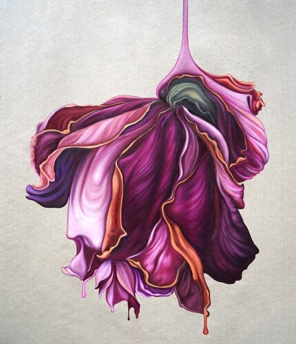 Liquid Rose Bud van Caroline Pera, Schilderij te koop op Singulart
