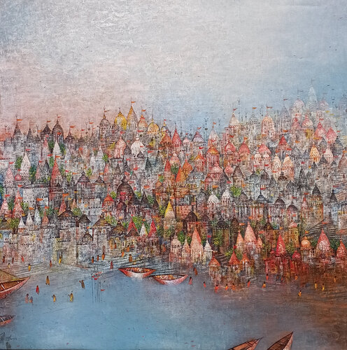Banaras 11 by M Singh, Painting for Sale on Singulart
