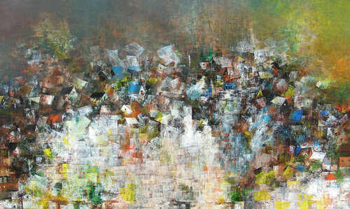 A glimpse of the village by M Singh, Painting for Sale on Singulart