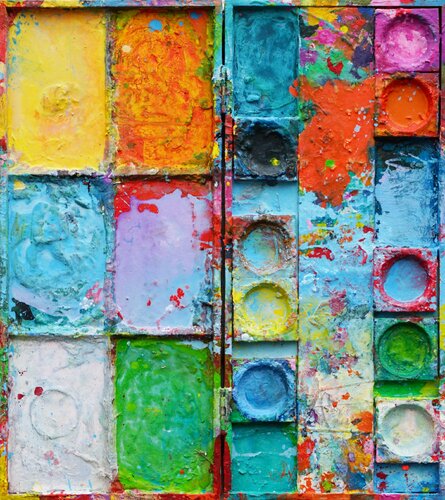 Cooling - abstrakte Kunst in komplementären Farben by Mark Hellbusch, Painting for Sale on Singulart