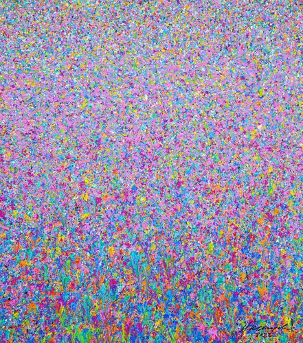 Claim 96 - Malerei in Pink und Grün di Mark Hellbusch, Pittura in vendita su Singulart