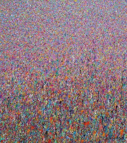 Claim 106 - Gemälde, moderne Landschaft in Pink von Mark Hellbusch, Malerei kaufen auf Singulart