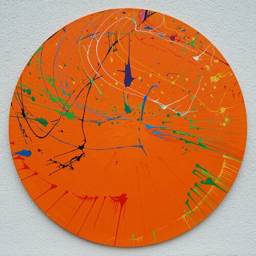 Splash 40 - moderne Malerei, orange von Mark Hellbusch, Malerei kaufen auf Singulart