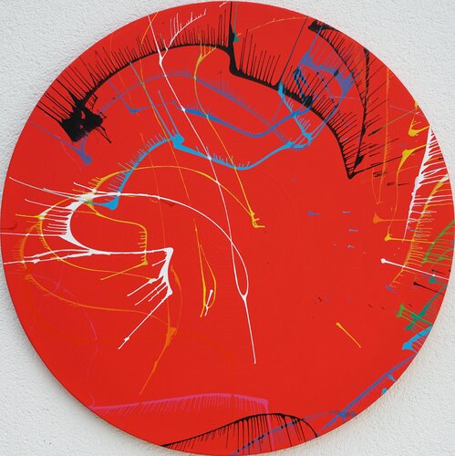 Splash 53 - reduzierte Malerei in Rot Mark Hellbusch