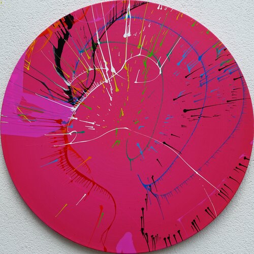 Splash 51 - moderne Kunst auf Magenta von Mark Hellbusch, Malerei kaufen auf Singulart