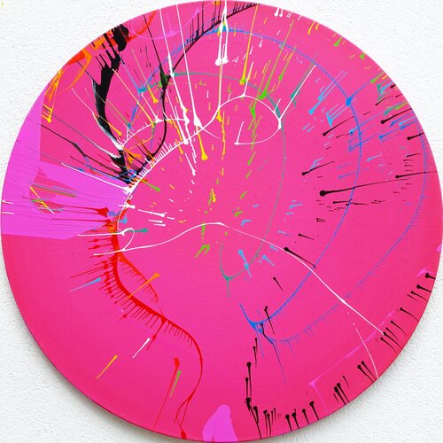 Splash 51 - moderne Kunst auf Magenta di Mark Hellbusch, Pittura in vendita su Singulart