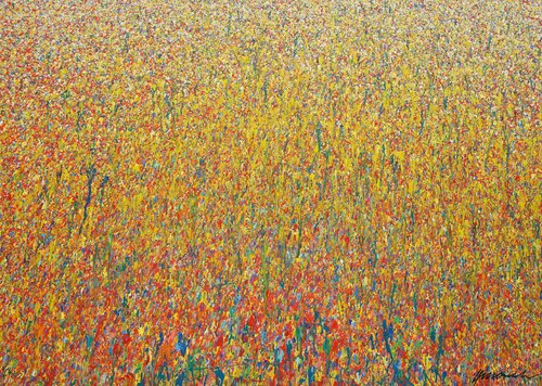 Claim 81 - modernes Kunstwerk in warmen Farben von Mark Hellbusch, Malerei kaufen auf Singulart