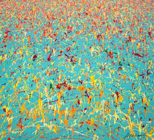 Claim 153 - Pop Stil auf Blau von Mark Hellbusch, Malerei kaufen auf Singulart