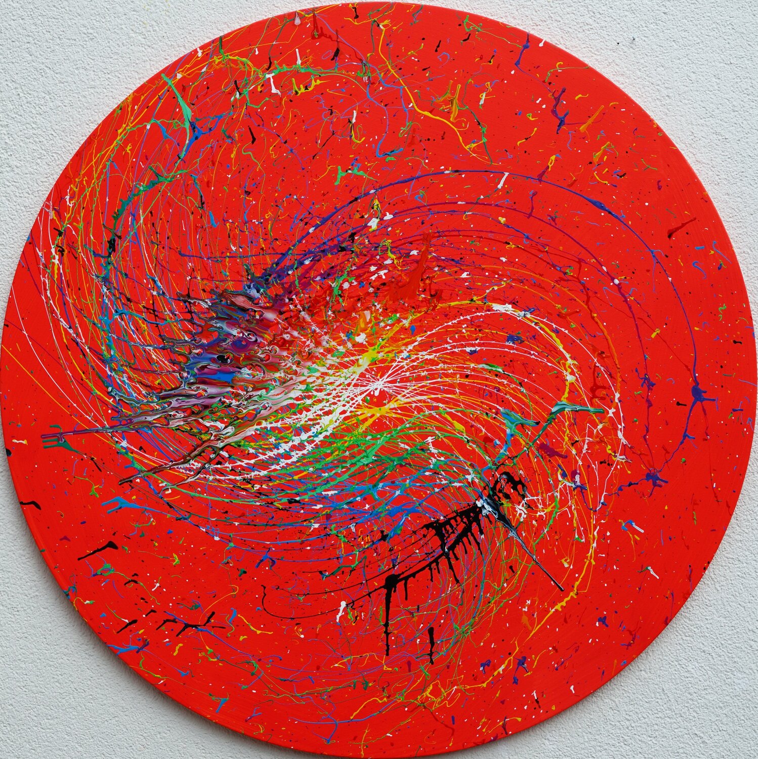 Splash 58 - Actionpainting auf runder Leinwand Mark Hellbusch