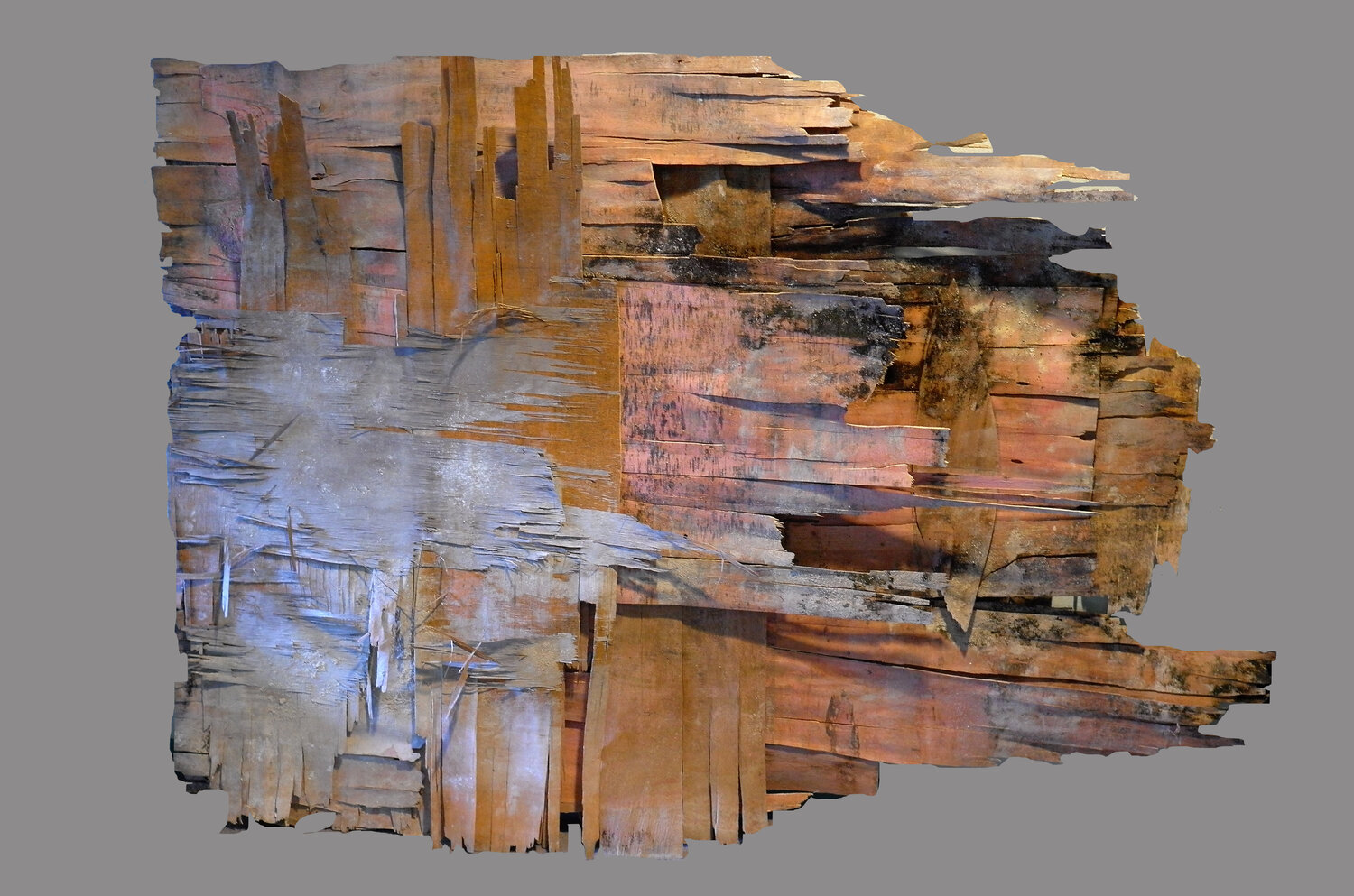 Abstraction bois, fond gris Jean-Robert Franco
