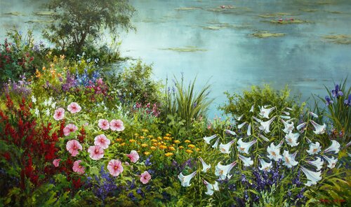 Tranquil Garden van Sang H. Han, Schilderij te koop op Singulart