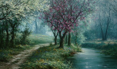 Bloom of the Dogwood van Sang H. Han, Schilderij te koop op Singulart