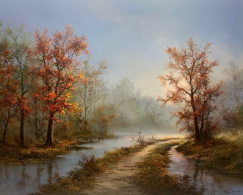 Autumn Stroll von Sang H. Han, Malerei kaufen auf Singulart
