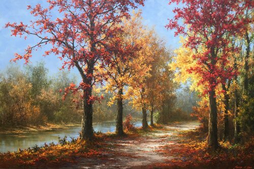 Autumn Trail van Sang H. Han, Schilderij te koop op Singulart