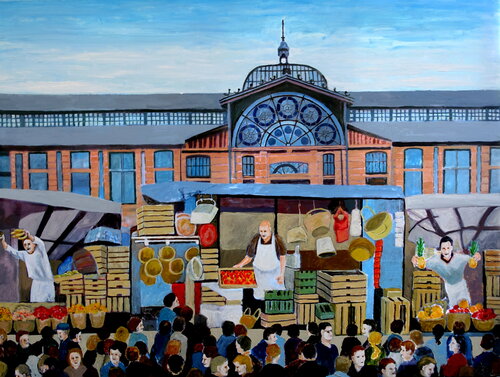 Altonaer Fischmarkt von Volker Burk, Malerei kaufen auf Singulart