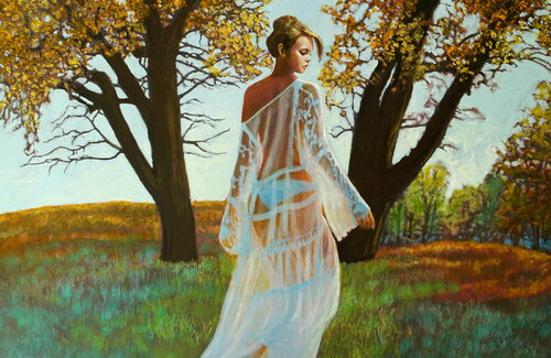 Model im Jenischpark di Volker Burk, Pittura in vendita su Singulart