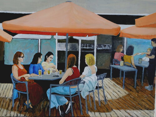 Strassencafe ´in Ottenwsen by Volker Burk, Painting for Sale on Singulart