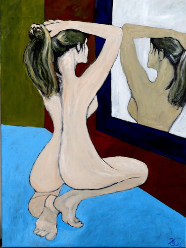 Akt vor dem Spiegel by Volker Burk, 회화 for Sale on Singulart