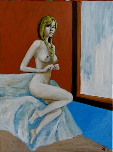 Akt sitzend by Volker Burk, Painting for Sale on Singulart