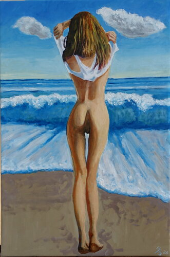 Am Strand van Volker Burk, Schilderij te koop op Singulart