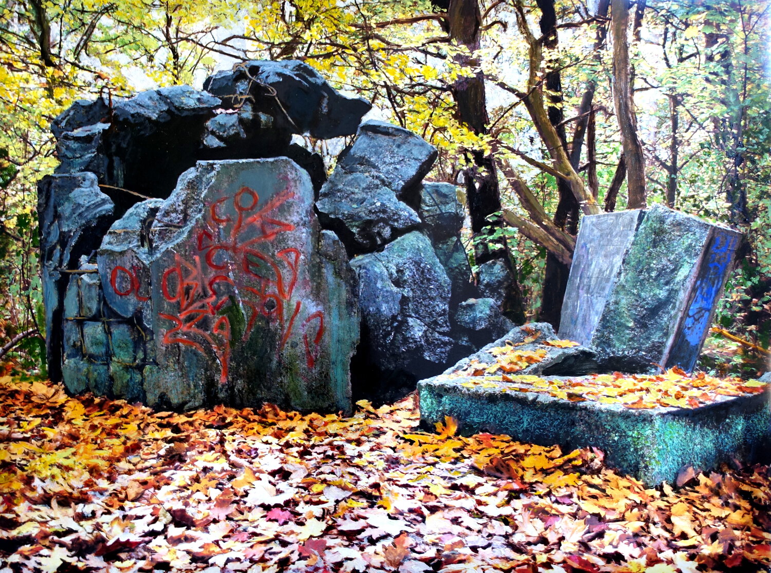 Ruine aus der Zeit Düneberg Volker Burk Dipinto originale in vendita
