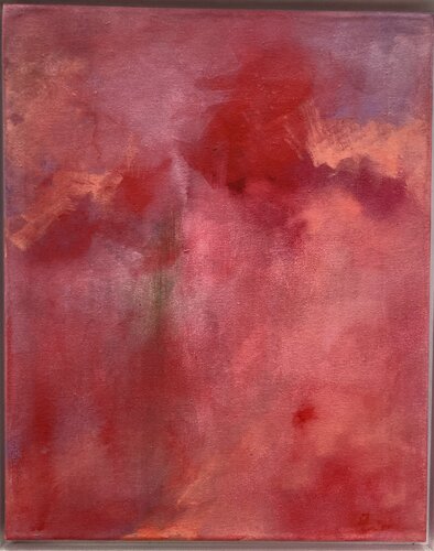 Klatschmohn trifft Koralle van Andrea Dürr, Schilderij te koop op Singulart