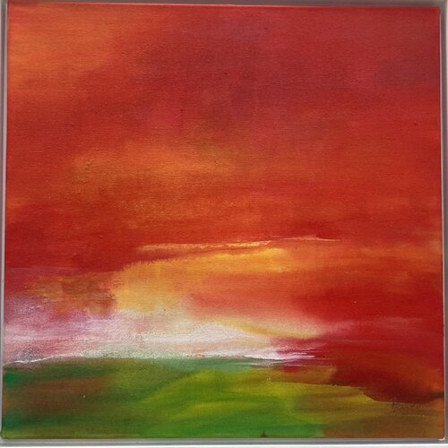 sattes Grün trifft Rot van Andrea Dürr, Schilderij te koop op Singulart