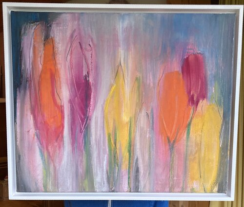 Zwischen Indigo und Mohnrot par Andrea Dürr, Peinture en vente sur Singulart