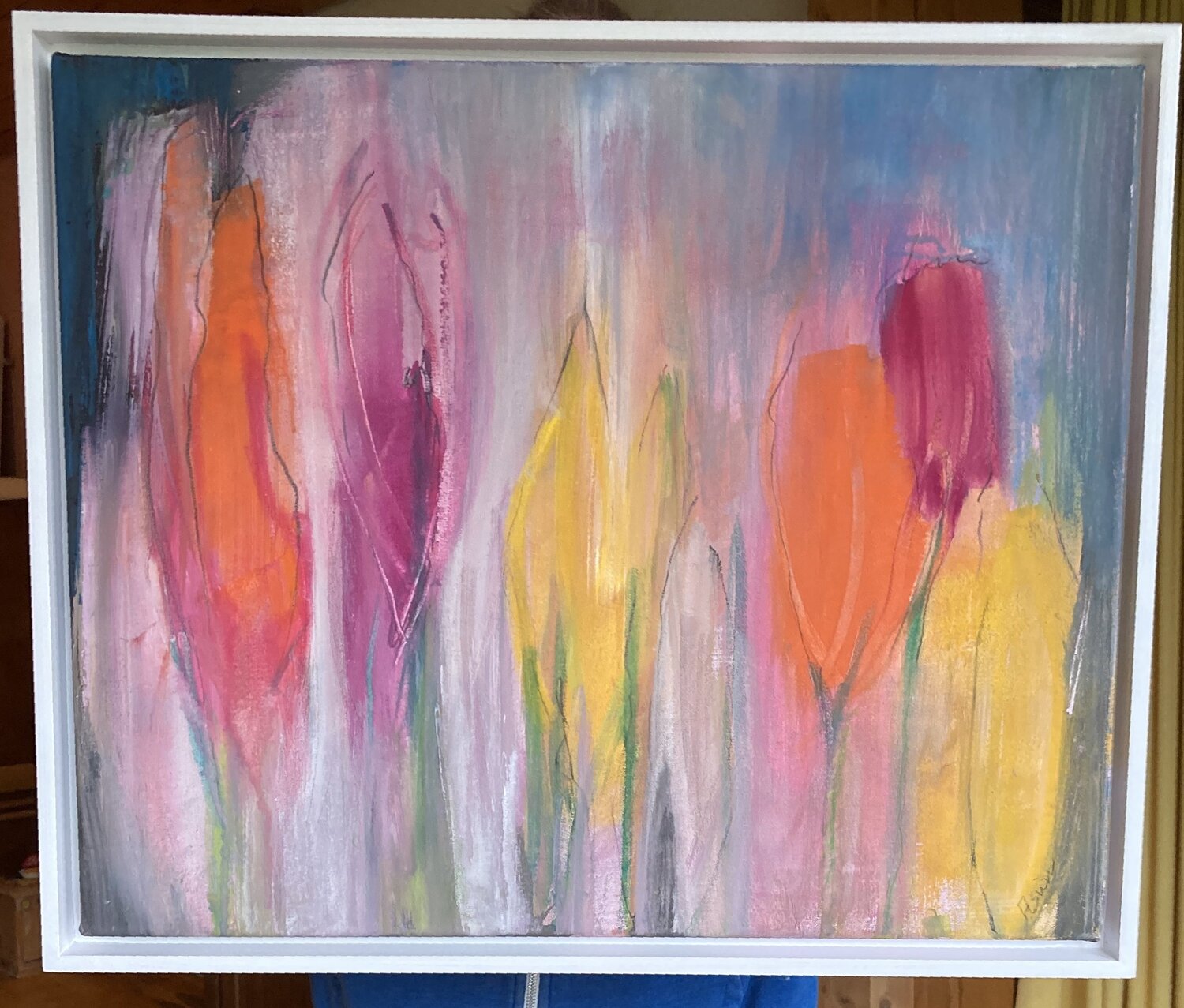 Zwischen Indigo und Mohnrot Andrea Dürr Original painting for sale