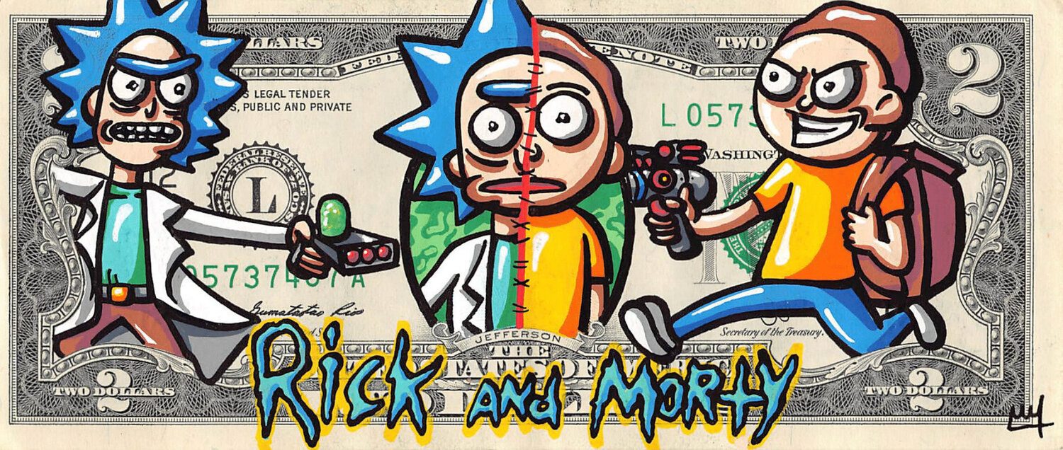 Rick and Morty Split Wegs Dipinto originale in vendita