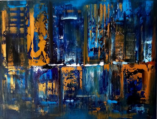 GOLD & BLUE Abstract by Helena Graf, Painting for Sale on Singulart