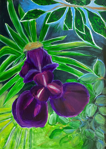 Iris Black Night von Antje Wanderer-Oberhaus, Malerei kaufen auf Singulart