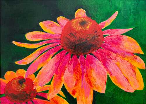 Sonnenhut Rainbow Marcella van Antje Wanderer-Oberhaus, Schilderij te koop op Singulart