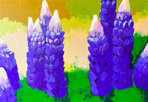 Blaue Lupine van Antje Wanderer-Oberhaus, Schilderij te koop op Singulart