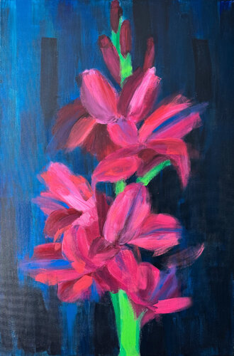 Purpurne Gladiole von Antje Wanderer-Oberhaus, Malerei kaufen auf Singulart