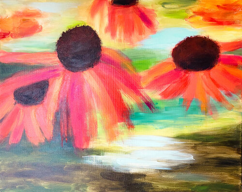 Sonnenhut Flamenco Orange von Antje Wanderer-Oberhaus, Malerei kaufen auf Singulart