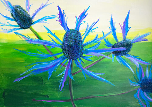 Edeldistel Big Blue von Antje Wanderer-Oberhaus, Malerei kaufen auf Singulart