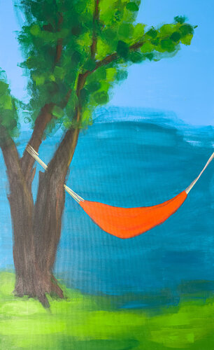 Summer Breeze in a Hammock van Antje Wanderer-Oberhaus, Schilderij te koop op Singulart