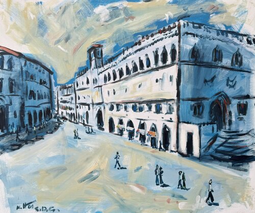 Perugia - Palazzo dei Priori de Meinrad Hoyer, Pintura a la venta en Singulart